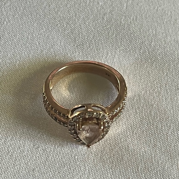 Morganite & Diamond Halo Ring – 14kt Rose Gold – Size 7 - Picture 5 of 8
